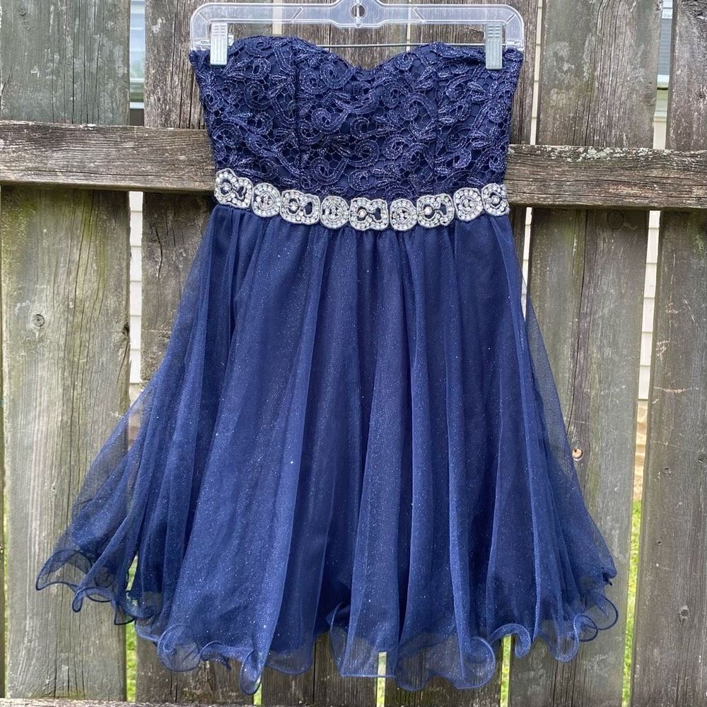 ‎City Studio Navy Tulle Mini Party Dress | 1